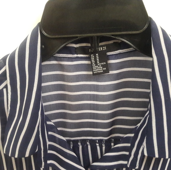 Forever 21 Sheer Button Down Shirt Sz M - Picture 2 of 4